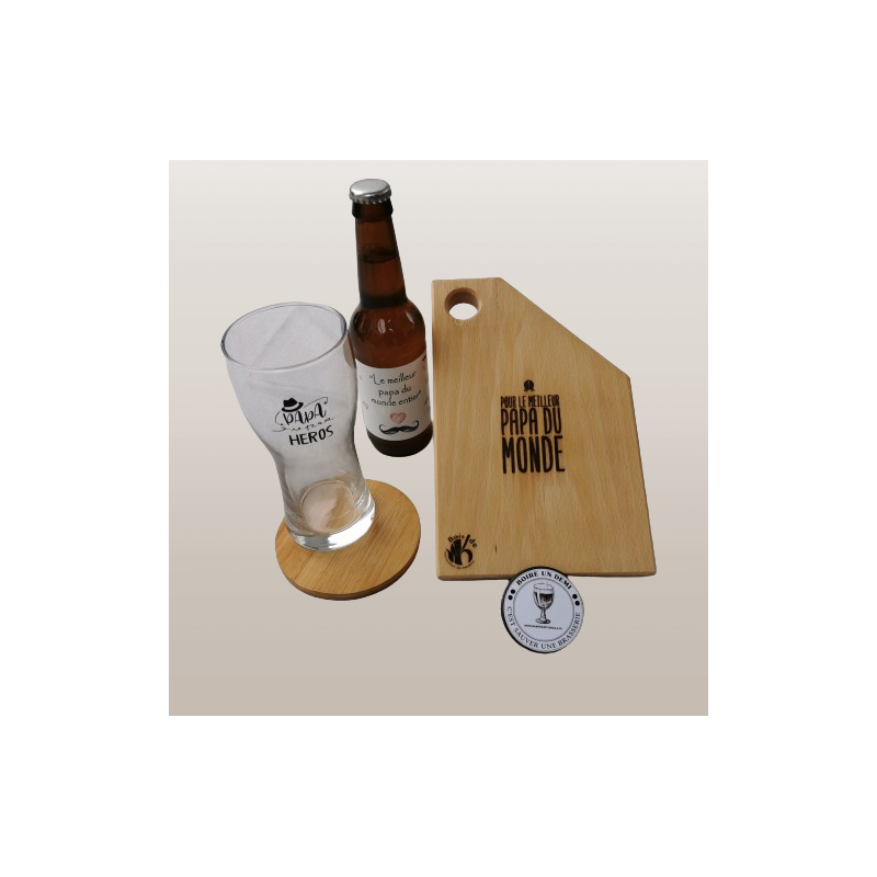 coffret cadeau fete des peres plache a decouper biere artisanale, biere personnalisee