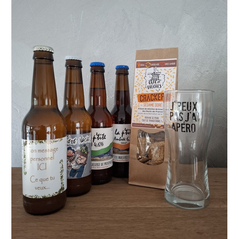 bière artisanale française, box apéro, box bière, idée cadeau, cadeau bière, crackers, drêches