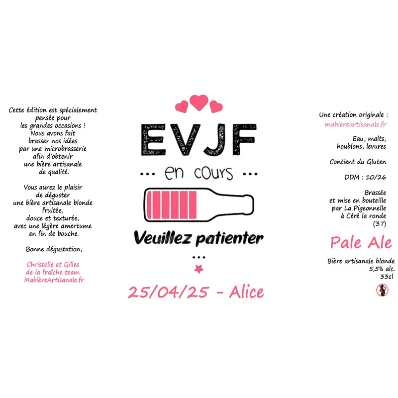 faire un enterrement de vie de jeune fille, biere personnalisee pour EVF